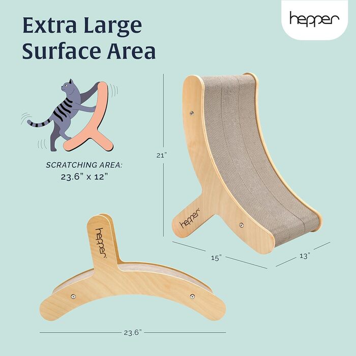 Котячий когтетоп Hepper Hi-Lo з картону та металу - 3 позиції, для великих котів, з дерев'яним каркасом