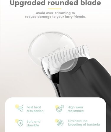 PAPMINI Безшумна машинка для стрижки котів з LED дисплеєм, Type-C, акумулятор, машинка для стрижки котів, бездротова кусачка для кігтів, професійна машинка для стрижки лап, вух, обличчя, спини, чорна