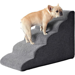 Сходинка для собак Galatée: зручна та стабільна, 5 сходинок, знімний, пральний чохол, протиковзка, для диванів, ліжок та авто (колір: коричневий/темно-сірий)