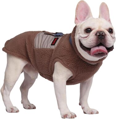 Теплий зимовий жилет для собак FeimaX з флісу, з D-початком, для малих та середніх собак, колір кава