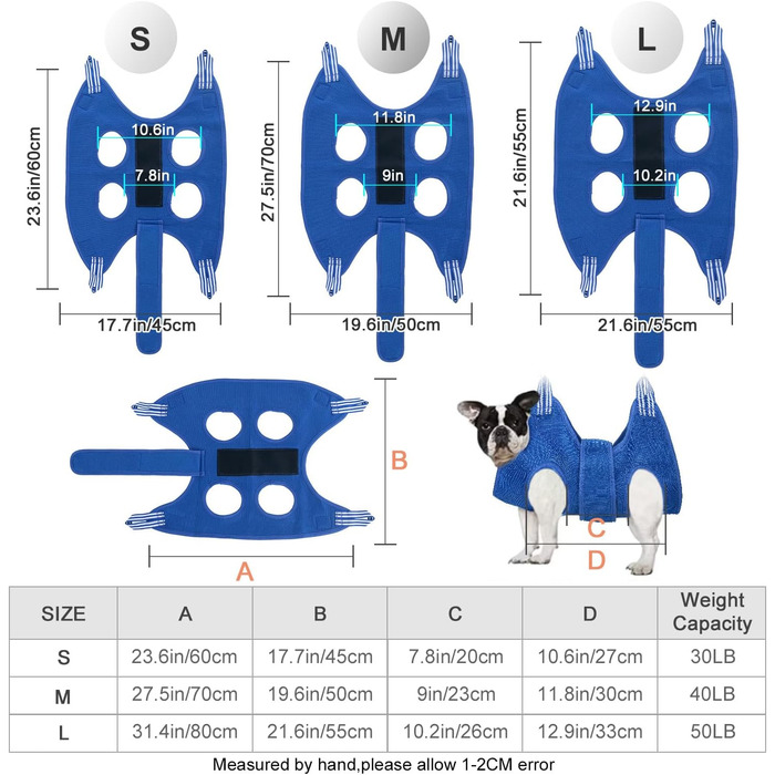 Набір для догляду за собаками MACUNIN: гамак, спорядження для грумінгу з регульованим кріпленням, широкий ремінь, блакитний, 2-ге покоління