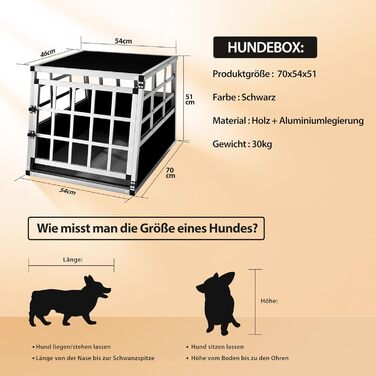 CADOCA® Переноска для собак, алюмінієва, 54x70x51 см, для подорожей в авто, міцна, закривається на замок