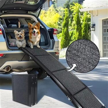 Рампа для собак 180 см, автоматичне складання, з антиковзким покриттям, для авто, позашляховиків та вантажівок, підходить для великих та середніх собак до 95 кг