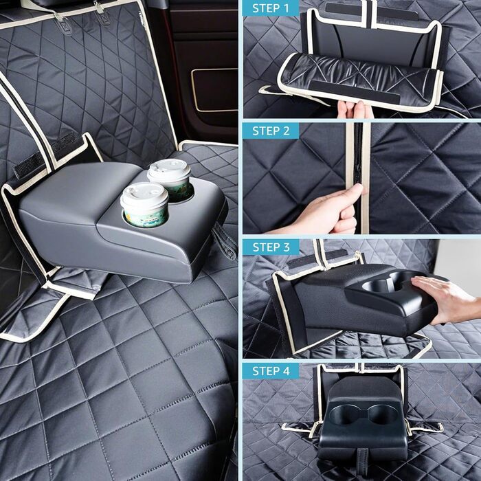 Гамма для собак Lassie 4-в-1, 100% водонепроникна, для заднього сидіння з сіткою, захист заднього сидіння для авто, SUV, вантажівок, чорна