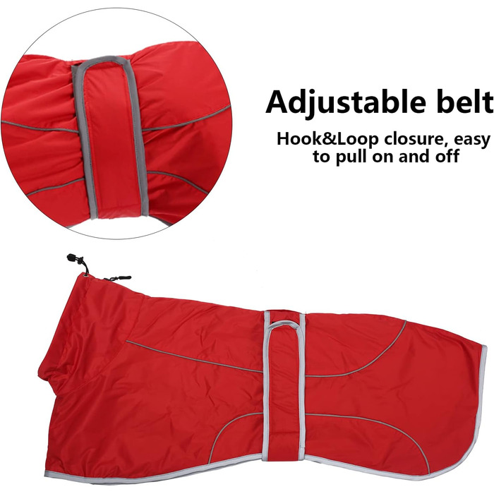 MOREZI Зимовий теплий одяг для собак, куртка для Віппетів з флісовою підкладкою, водонепроникна куртка для собак з регульованими ремінцями та світловідбиваючими елементами - Розмір L (довжина спини 61-64 см), Червоний