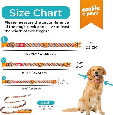 Нашийник і повідок для собак Cookie Paws, м'який неопрен, геометричний дизайн, великий розмір, зручний та довговічний
