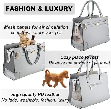 Сумка-переноска для собак NewEle Fashion: стильна переноска для маленьких собак та котів. Містка (2 великі кишені), до 4.5 кг, чорна, для подорожей, відповідає вимогам авіаліній. Сумка-переноска з PU шкіри для собак та кошенят.