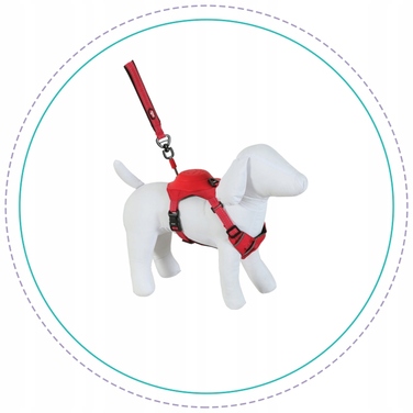 Шлейка для собак (розмір L), червона, з інтегрованою ручкою-поводцем + ласощі з лосося