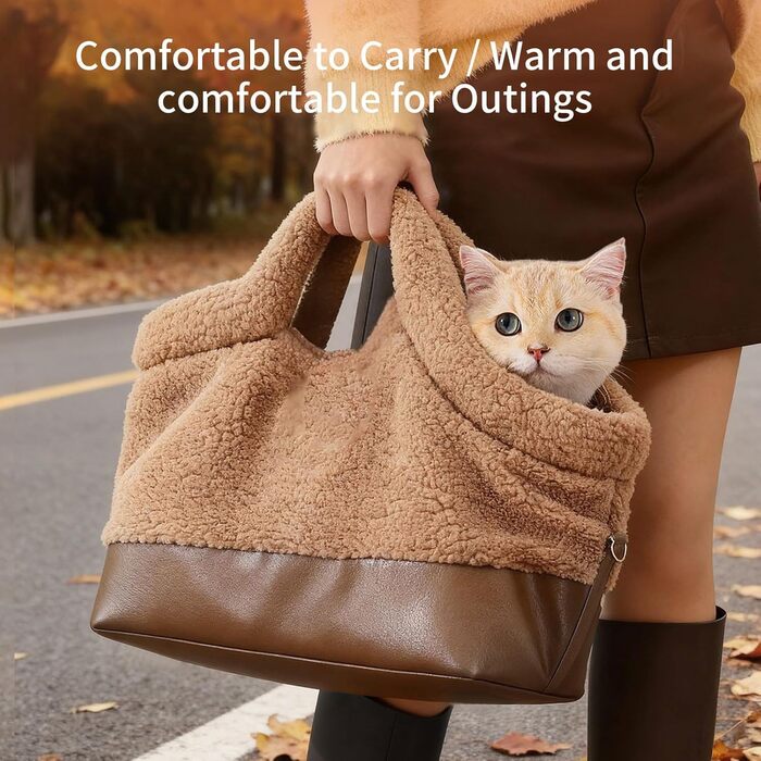 Транспортна сумка для котів та собак | Водонепроникна сумка-переноска | З фіксатором ременем безпеки | Для маленьких та середніх порід | Колір: коричневий