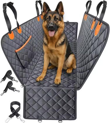 Захист для заднього сидіння авто для собак - водовідштовхувальний, стійкий до подряпин, нековзний, миючий - матеріал Oxford - захист для собак в автомобілі з бічним захистом - 141x134 см - підходить для SUV та легкових автомобілів DElightX