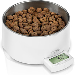 Миска для корму та води з нержавіючої сталі з вбудованими терезами для собак та котів - до 5 кг, знімний об'єм 1000 мл, функція тарування, LCD дисплей, для Барфа, миска для годування