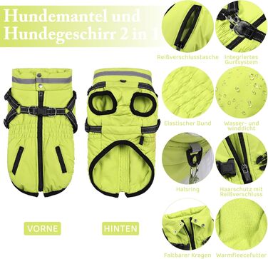 Зимовий теплий куртка для собак та котів, водонепроникний, зелений (L, світло-зелений)