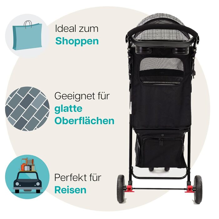 Візок для собак Innopet Buggy Avenue сірого кольору з дощовим захистом