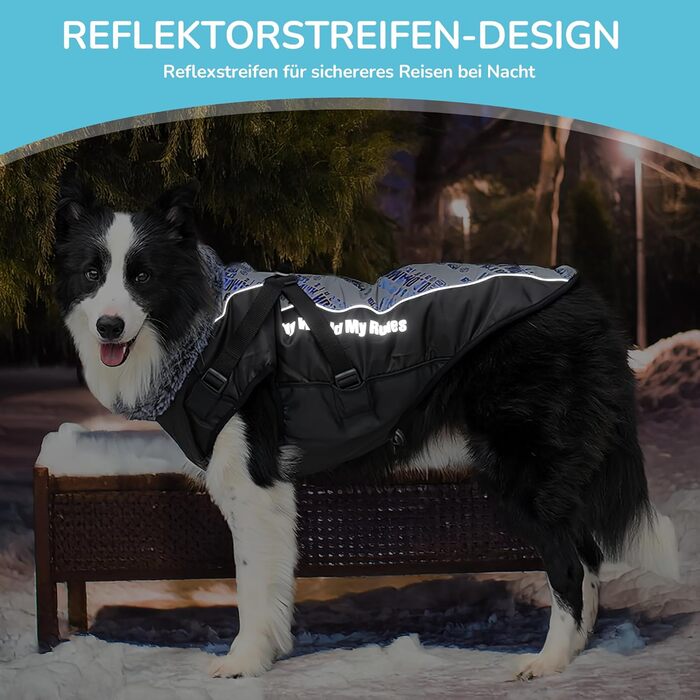 Водонепроникний теплий зимовий одяг для собак ALLSOPETS - куртка з відбиваючими смугами, стильна жилетка для холодної погоди (Blendblau, 3XL)