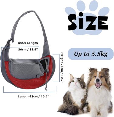 Сумка-переноска для собак та котів XGOPTS, до 5 кг, червона. Зручна, дихаюча переноска для прогулянок на вулиці