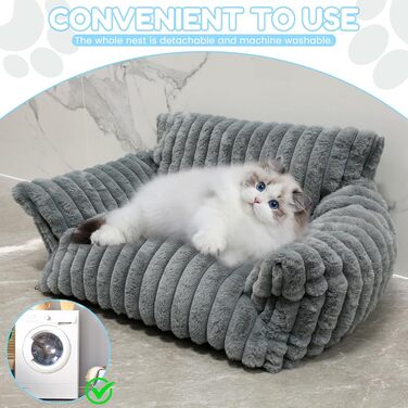 М'яке ліжко для котів та собак: зручне диванчик з фетру, антиковзаюча база, легко миється (темно-сірий)