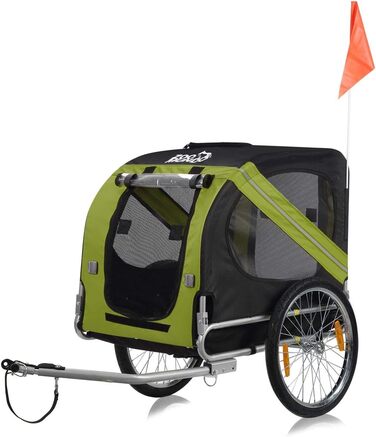 Причіп для велосипеда Zoomundo для собак, червоно-чорний, з металевим каркасом (зелений)