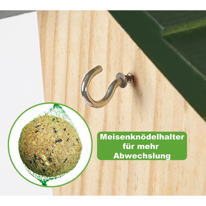 Дерев'яний годівничка для птахів JAZUIHA для дикої природи, годівничка для пташиного корму, годівничка для підвішування з тримачем для м'ясних кульок для метеликів, саду, тераси або балкону