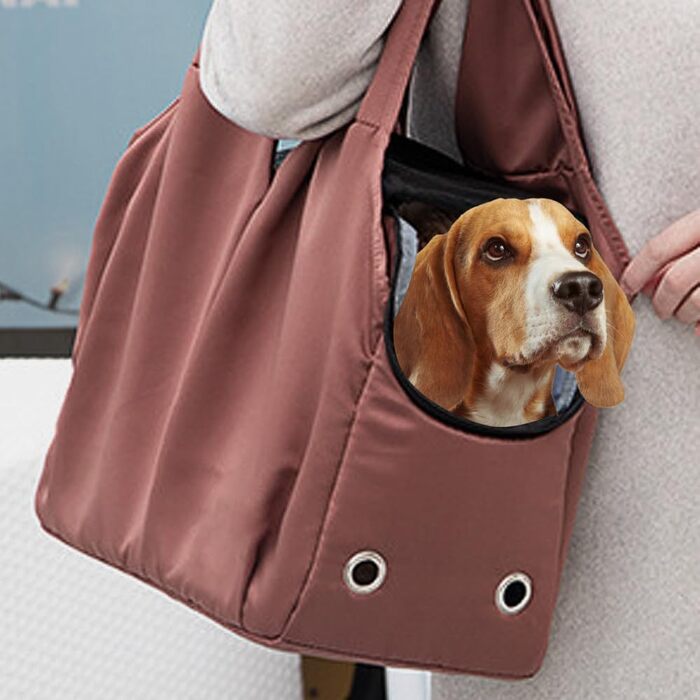 Транспортувальна сумка для собак та котів, м'яка сумка-переноска для цуценят та малих собак, складана легка переноска з 4 великими кишенями для тварин до 7 кг, для подорожей та прогулянок, колір карамель
