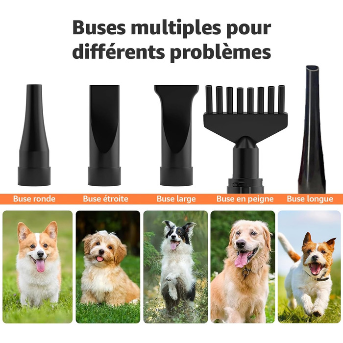 XKISS 2800W Професійний набір для догляду за тваринами 6 в 1: фен, машинка для стрижки шерсті, пилосос для шерсті