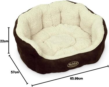 Ліжко для собак Nobby Taika, 66 x 57 x 22 см, коричневе/вовняно-біле, комфортне