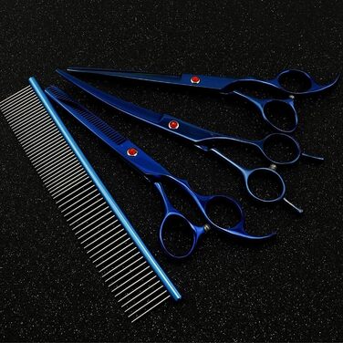 Набір професійних ножиць для грумінгу собак QUNINE, нержавіюча сталь, для дому, з гребінцем