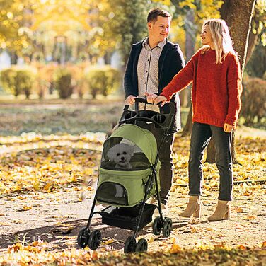 Візок для собак PawHut - Buggy для маленьких собак та котів, складний, 67 x 45 x 96 см, темно-зелений