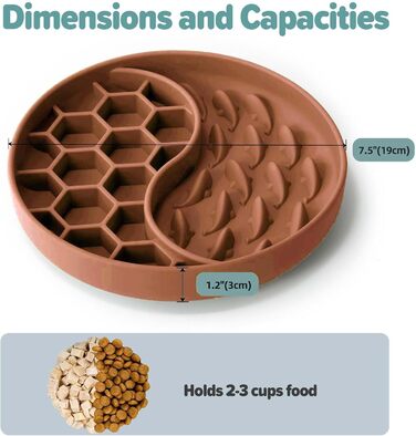 Миски для собак Slow Feeder з силікону з присосками, антиковзкі, уповільнюють швидкість їжі, зменшують тривожність та додають задоволення (Світло-зелений, Коричневий)