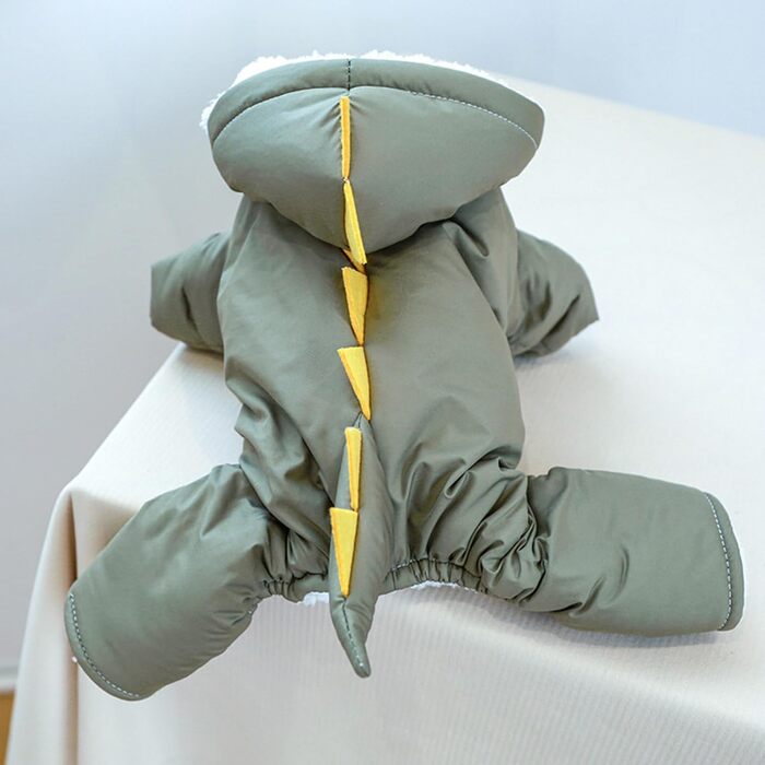 Костюм для собак Динозавр: теплий комбінезон-худі з капюшоном, жовтий, XS