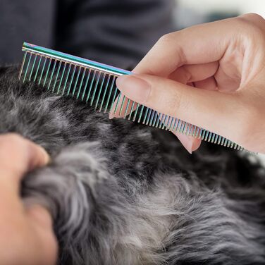 Гребінець для собак та котів, нержавіюча сталь, заокруглені зубці, 19 x 3,5 см