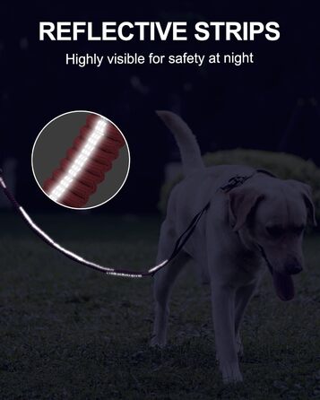 Тактична повідок для собак Joytale, еластична (bungee) повідок з 2 м'якими ручками, кріплення для автомобіля, повідок без ривка для середніх, великих та дуже великих собак (1.2м-1.8м, світорожевий)