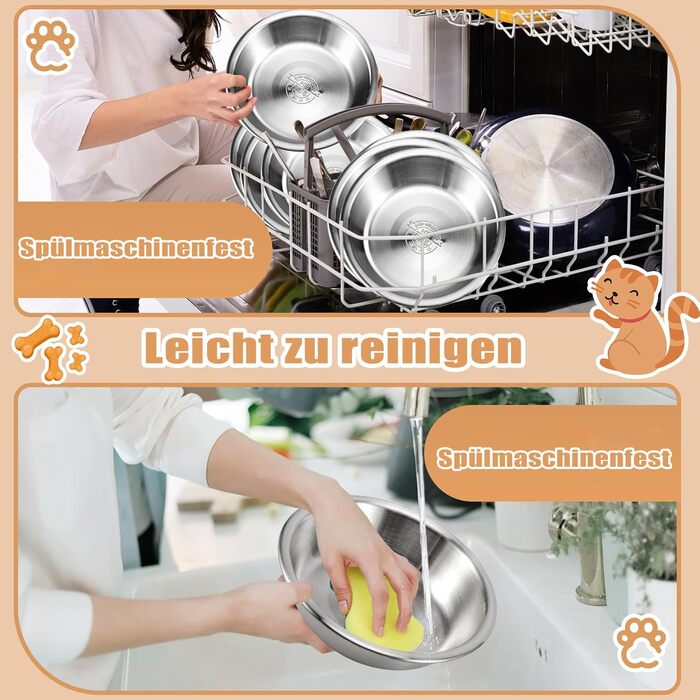 Набір з 8 мисок для котів Loppdece з нержавіючої сталі, 14 см, для чутливих вусів, підходить для кошенят та маленьких собак, можна мити в посудомийній машині