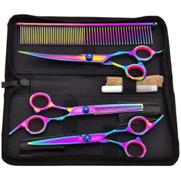 Набір для грумінгу собак та котів: професійні ножиці, триммер, гребінець, нержавіюча сталь, 17.8 см