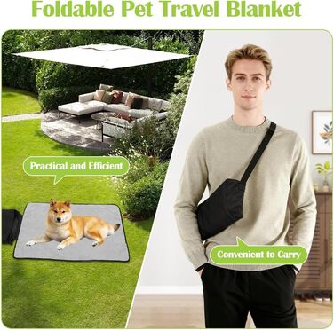 Водонепроникний килимок для собак та котів 100x70 см (Чорний) - м'який, зносостійкий, для подорожей