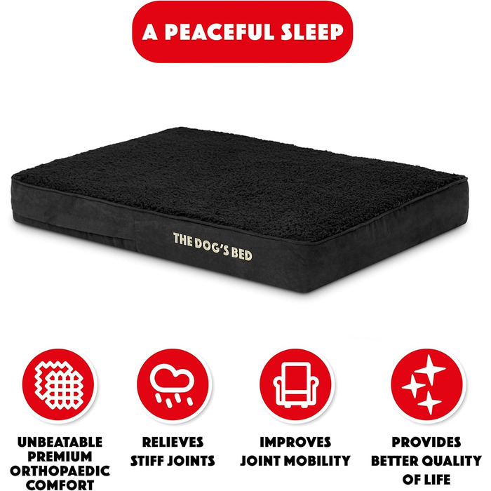 Ортопедичне ліжко для собак, середнього розміру, плюш, 86 x 56 x 10 см, вологостійке, з ефектом пам'яті