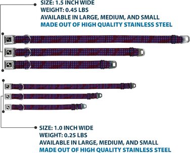 Комір для собак Buckle-Down Buffalo Plaid, абстрактний біло-чорно-бірюзовий, із кісточкою, малий розмір 22,9–38,1 см