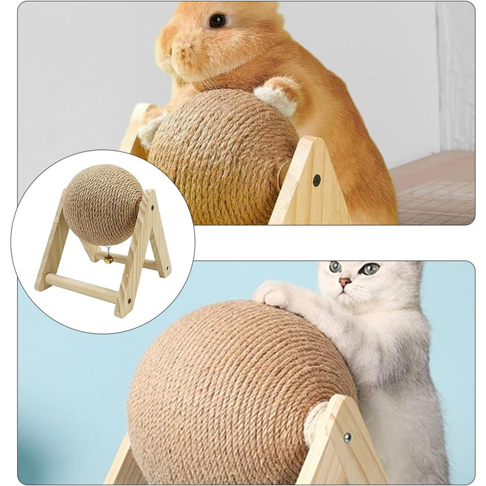 Іграшка для котів та собак Namvo Kratzball - кігтеточка з сизалю з вушками, проти нудьги