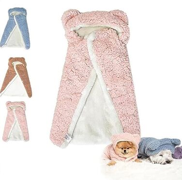 Теплий плед-халат для собак та котів, рожевий, середній розмір