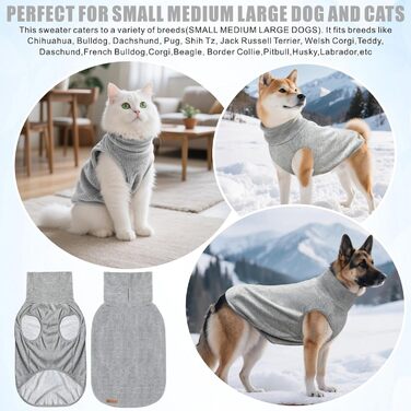 Світшот для собак Mosucoirl: теплий пуловер для маленьких, середніх та великих собак XS-4XL сірого кольору