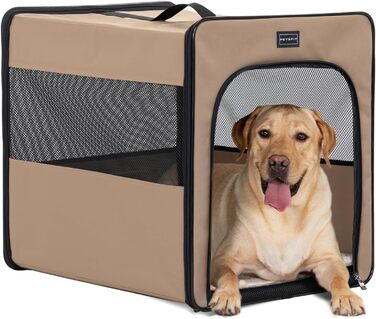 Складана переносна клітка для собак Petsfit, велика, Khaki, 79x53.5x66 см