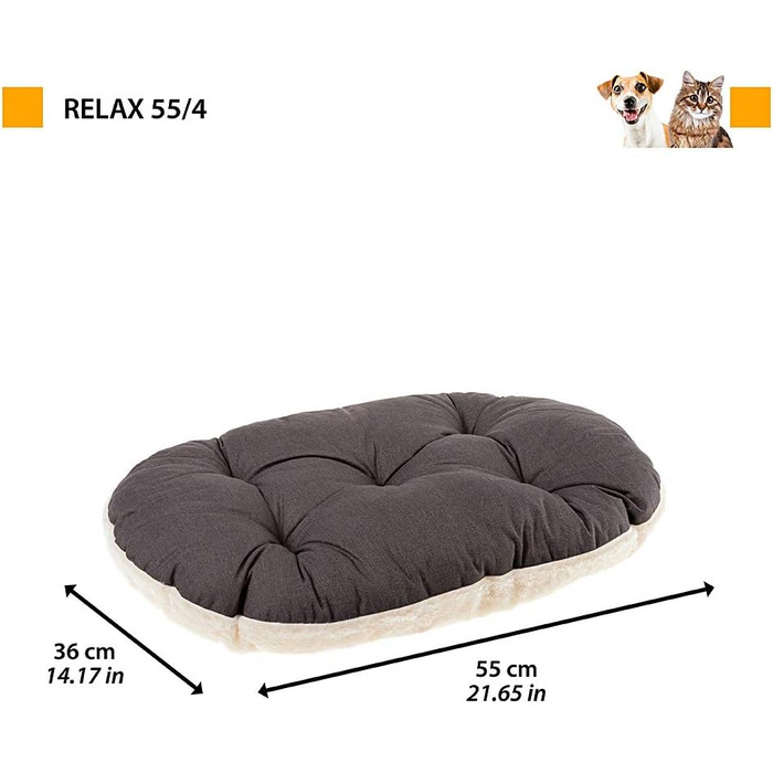 Ліжко для котів та собак Ferplast, з бавовняним вкладишем, 55 x 36 см, коричневе, Baumwolle L 200 x B 48 x H 3 см