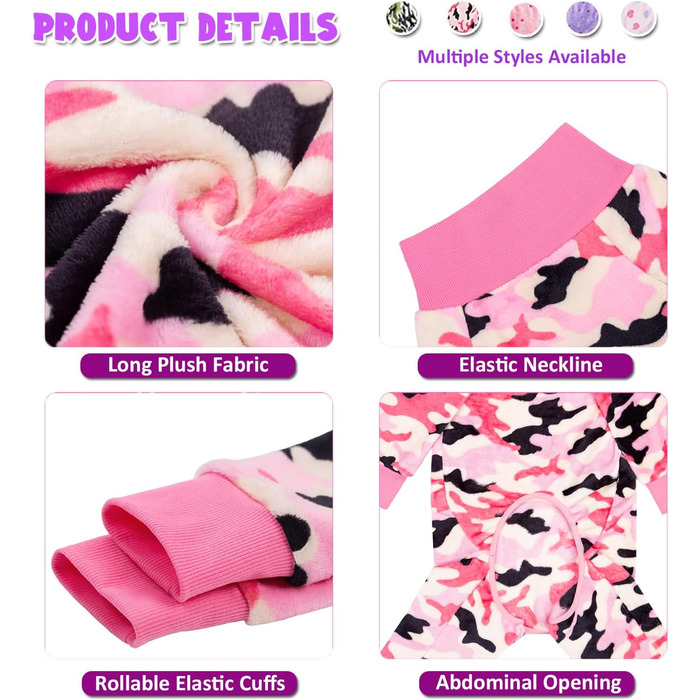 Зимовий костюм-піжама для собак середніх та великих порід BT Bär, теплий халат-комбінезон, фланелевий халат, рожевий камуфляж, розмір 5XL