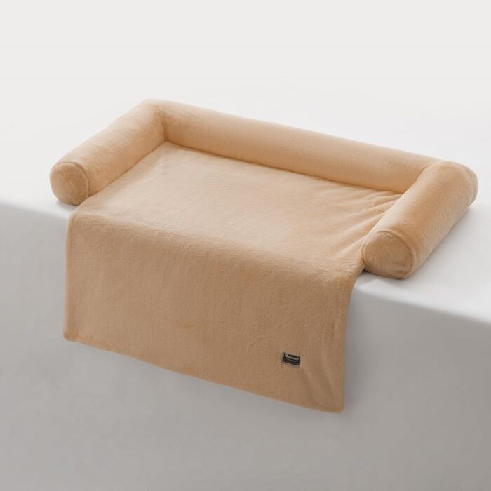 Водонепроникне ліжко для собак Allisandro з знімним, пральним чохлом з штучного хутра, захист меблів, світло-коричневий, M