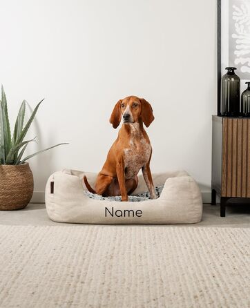 Кругле ліжко для собак та котів Lionto з м'яким двостороннім подушкою, бежеве, 80x60 см