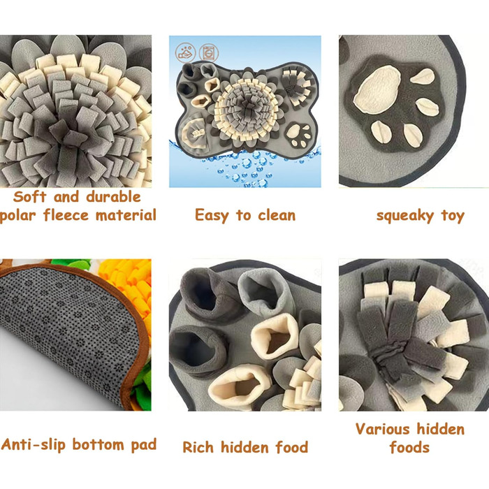 Килимок для собак, 63,5 x 43,2 см, великий, миючий, з дзвоником, нековзний, для ігор та тренування, сірий