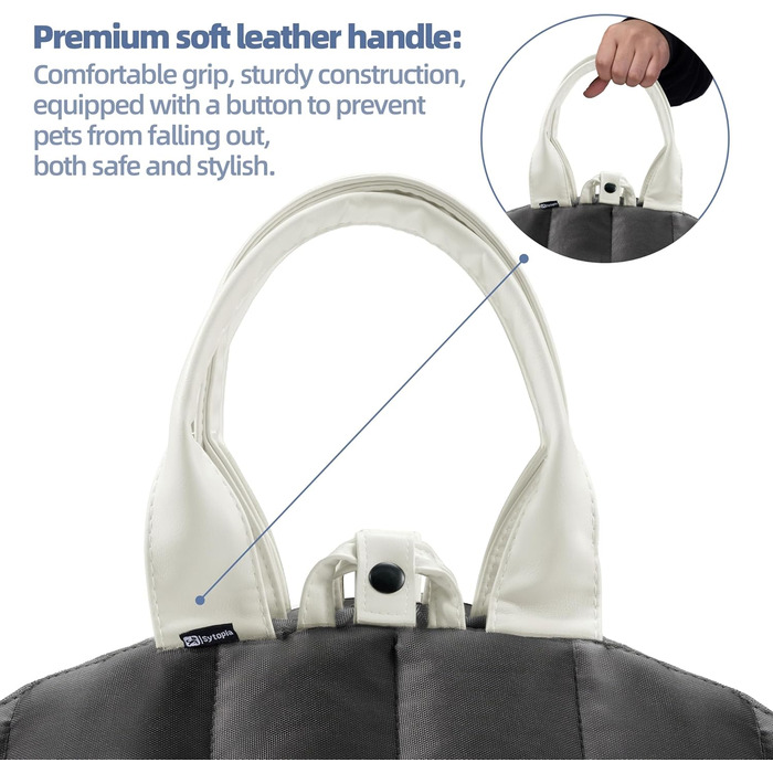 Сумка-переноска для собак Sytopia, кремово-бежева (темно-сіра), з кишенями та регульованим ремінцем безпеки