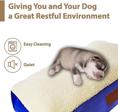 Ортопедичне собаче ліжко Ellie-Bo з піною з пам'яті, з чохлом з штучної замші та штучного хутра, блакитне та біле, розмір M, 71 x 48 x 6 см, для собачого клітки 76 см - [71 x 48 x 6 см] Блакитна замша/Штучне хутро