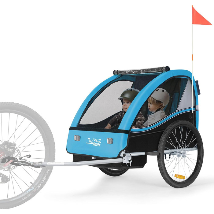 Дитячий причіп Tiggo VS 2 в 1 для велосипеда з функцією коляски та бегуном, блакитний