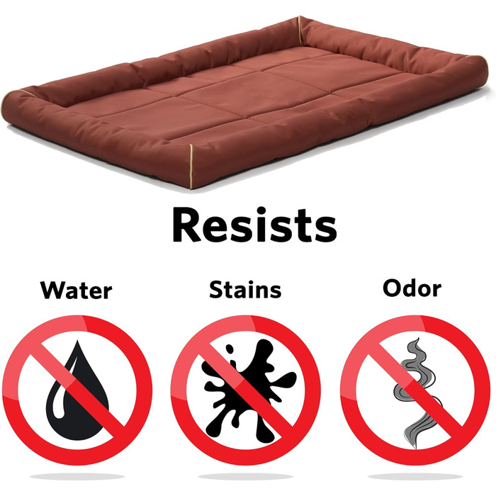 Лягу для собак Midwest Homes for Pets QuietTime MAXX M/L, цегляного кольору, водо- та запахонезахисний, з м'яким бортиком та антиковзною основою, для кліток 91 см, 120x9x75 см