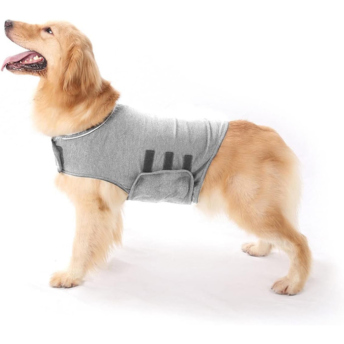 Жакети для собак проти тривоги: заспокійливий одяг для собак, зменшує стрес, теплий, легкий, для собак, що бояться грози (M, світло-сірий)